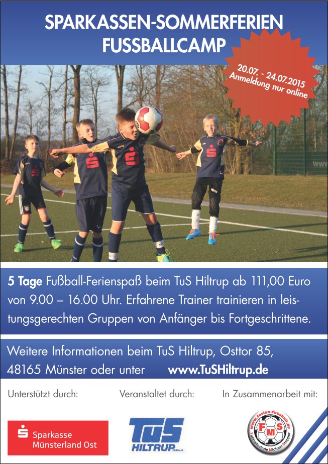 Anmeldung Sparkassen-Fußballcamp vom 20.07.-24.07.2015 - Details