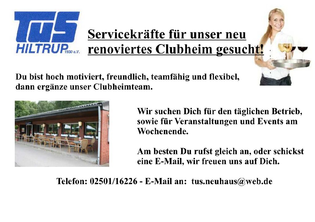 Neues Clubheim sucht Angestellte