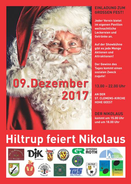 Am 9.12.2017 kommt der Nikolaus nach Hiltrup