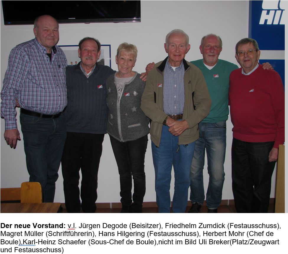 JHV der Boule-Gruppe "Carambolage"
Die Boulegruppe "Carambolage" im TuS Hiltrup wählte neuen Vorstand