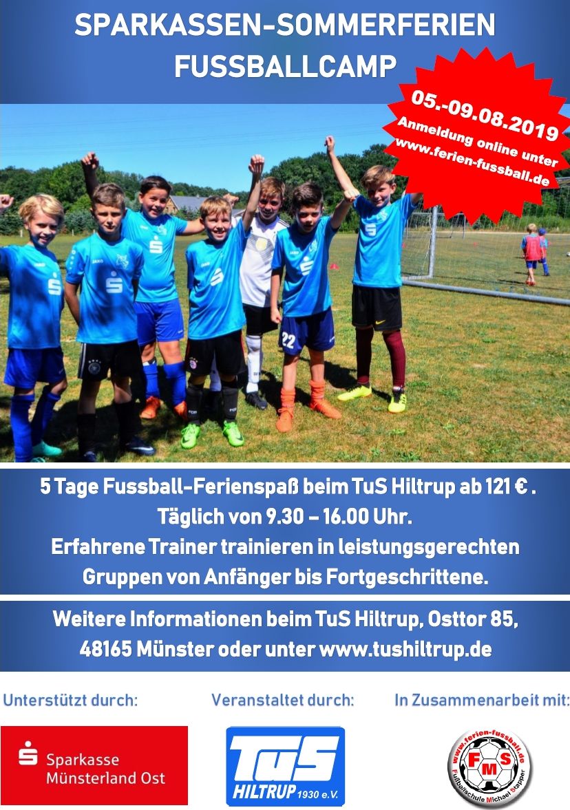 Fußballcamp TuS Hiltrup: 05.08.-09.08.2019